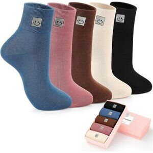 Soft Cotton Women Socks above Ankle Crew Bootie Socks Cute Lovely Smiley Face